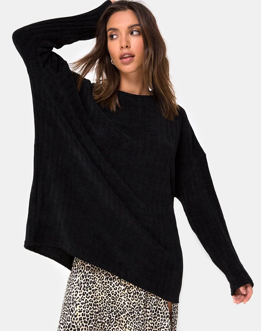 Papa-Pullover aus Chenille Schwarz