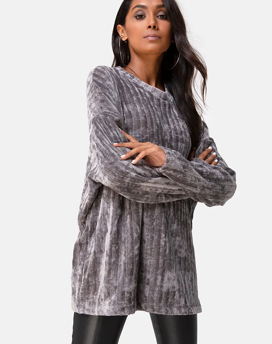 Papa-Pullover aus Chenille Grau - Image 2