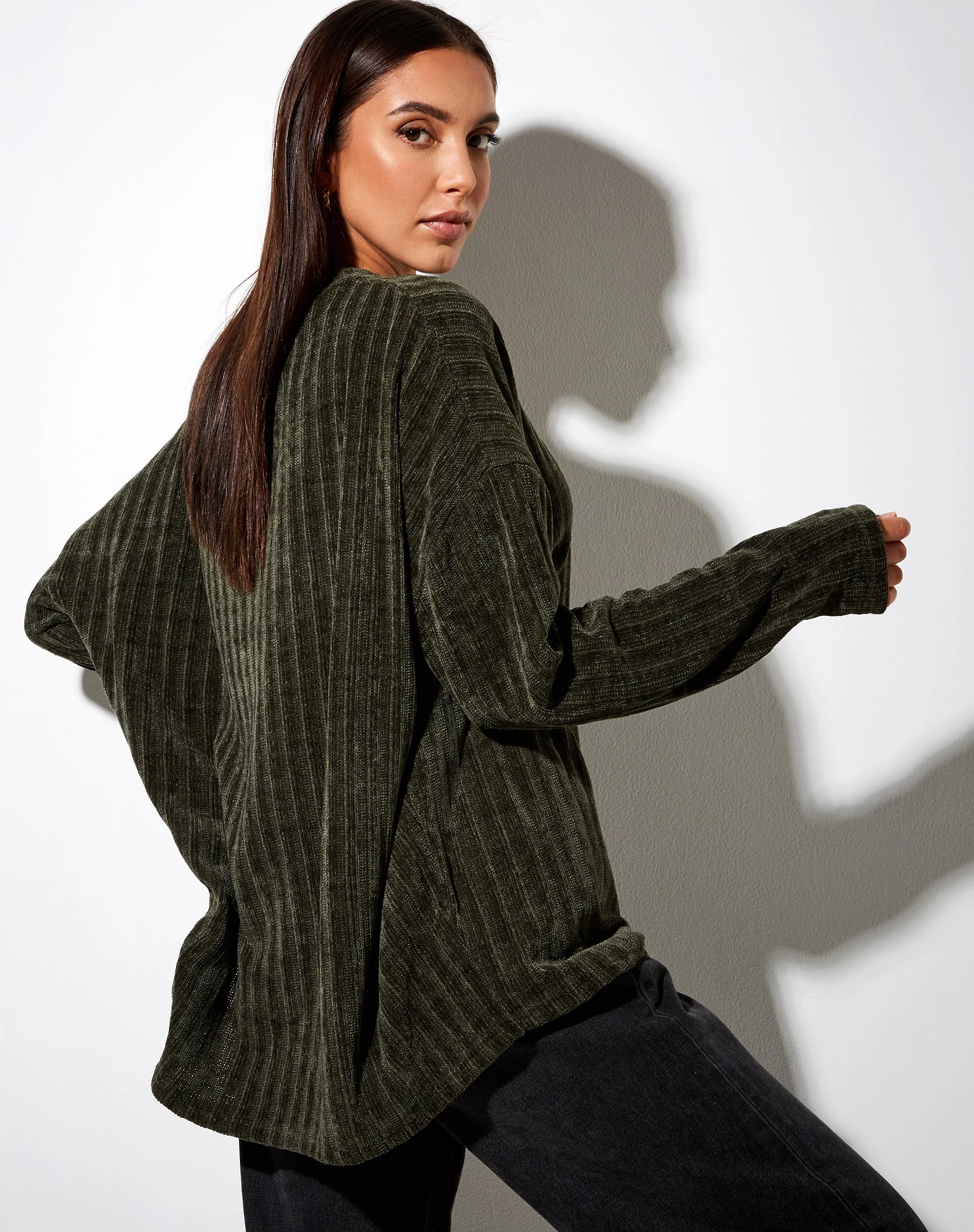 Papa-Pullover aus Chenille in Khaki - Image 3