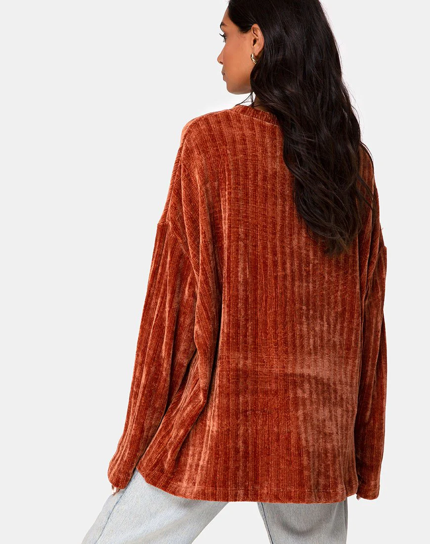 Papa-Pullover aus Chenille, rostfarben - Image 2