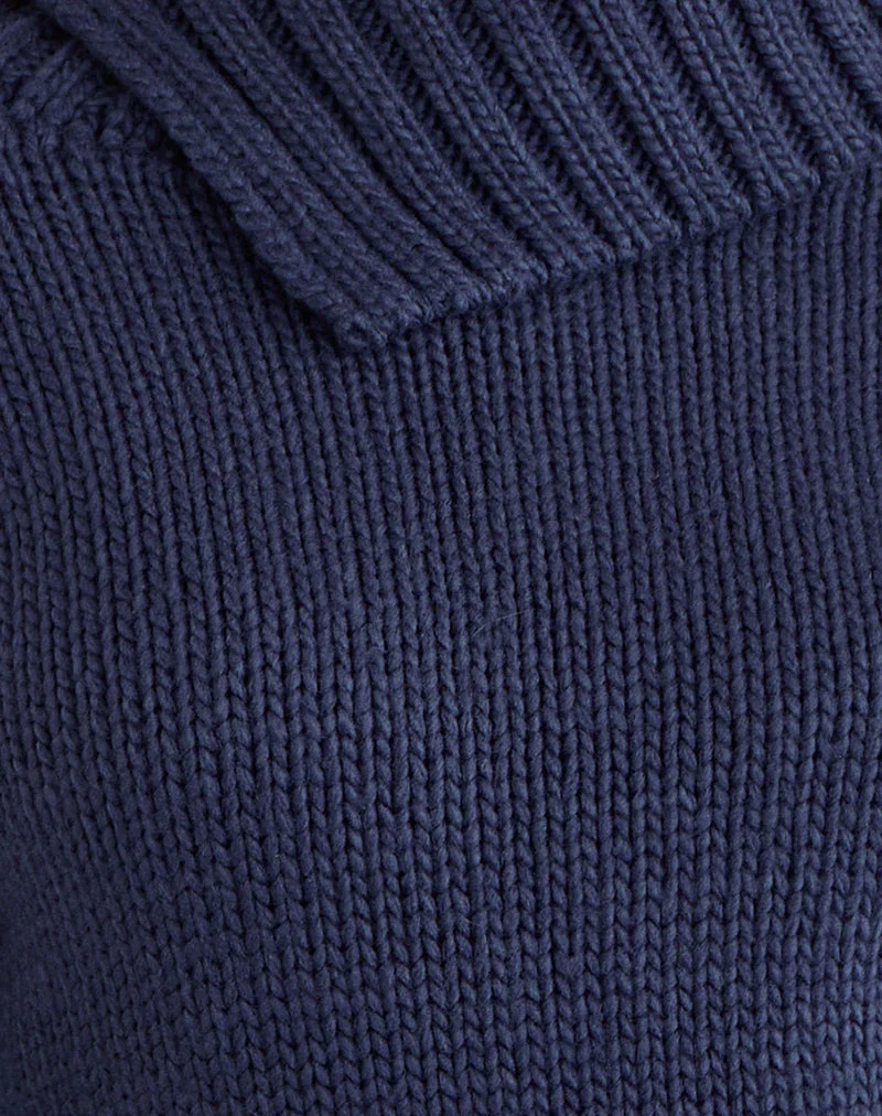 Dajah Umschlagpullover aus Strick in Marineblau - Image 5