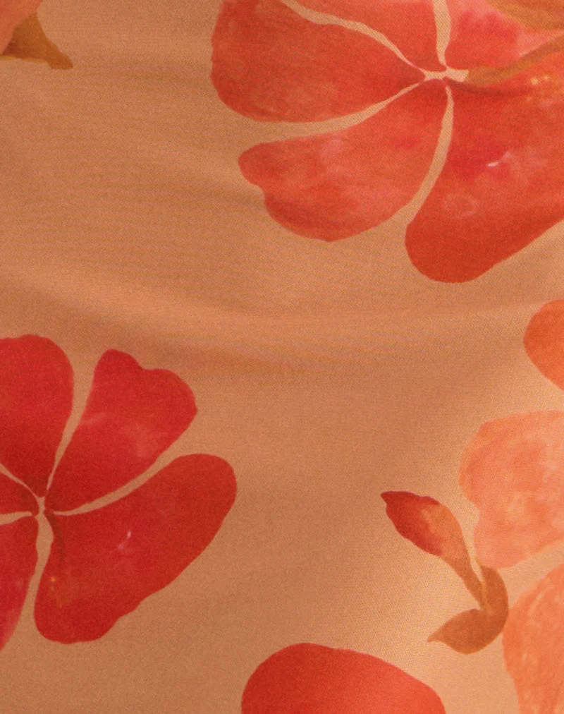 Dalesio Maxikleid in Aquarell Hibiskus Orange - Image 6