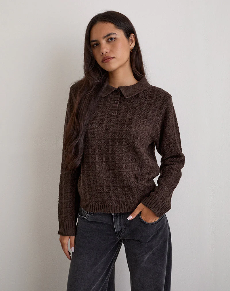 Dalina Strickpullover in Karo Braun