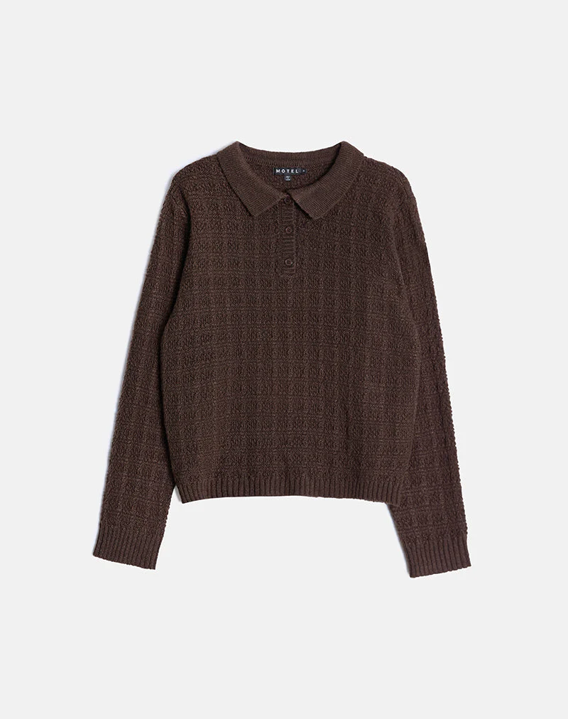 Dalina Strickpullover in Karo Braun - Image 3
