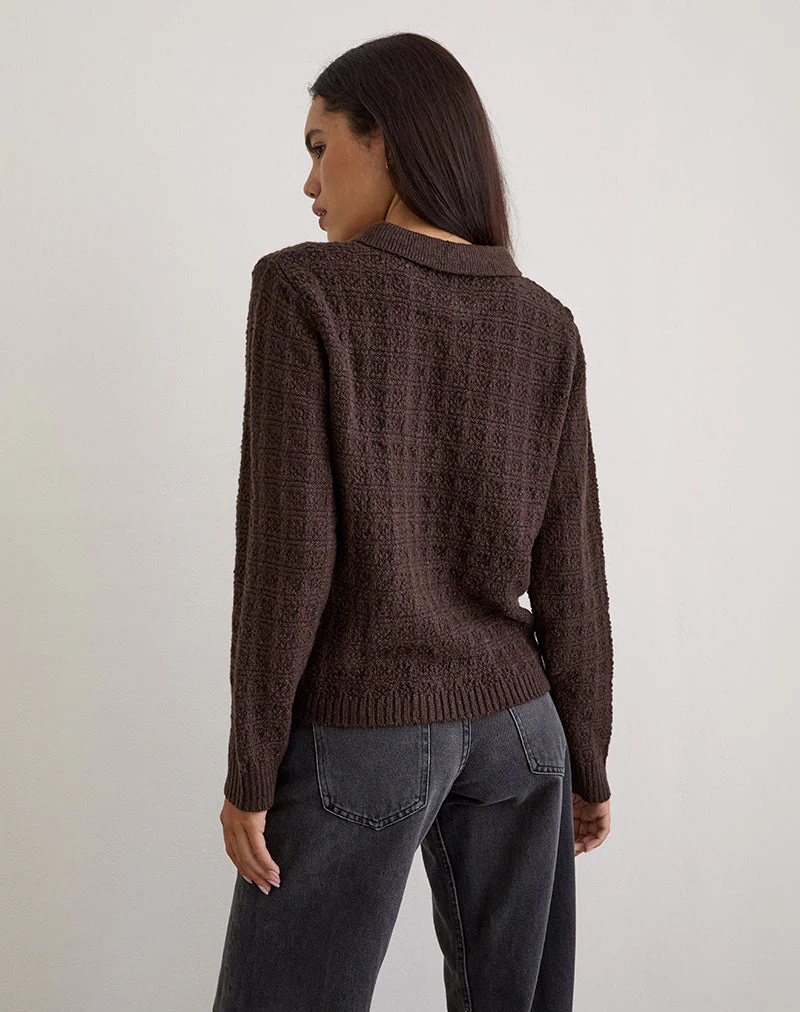 Dalina Strickpullover in Karo Braun - Image 4