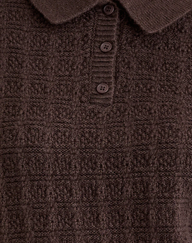 Dalina Strickpullover in Karo Braun - Image 6