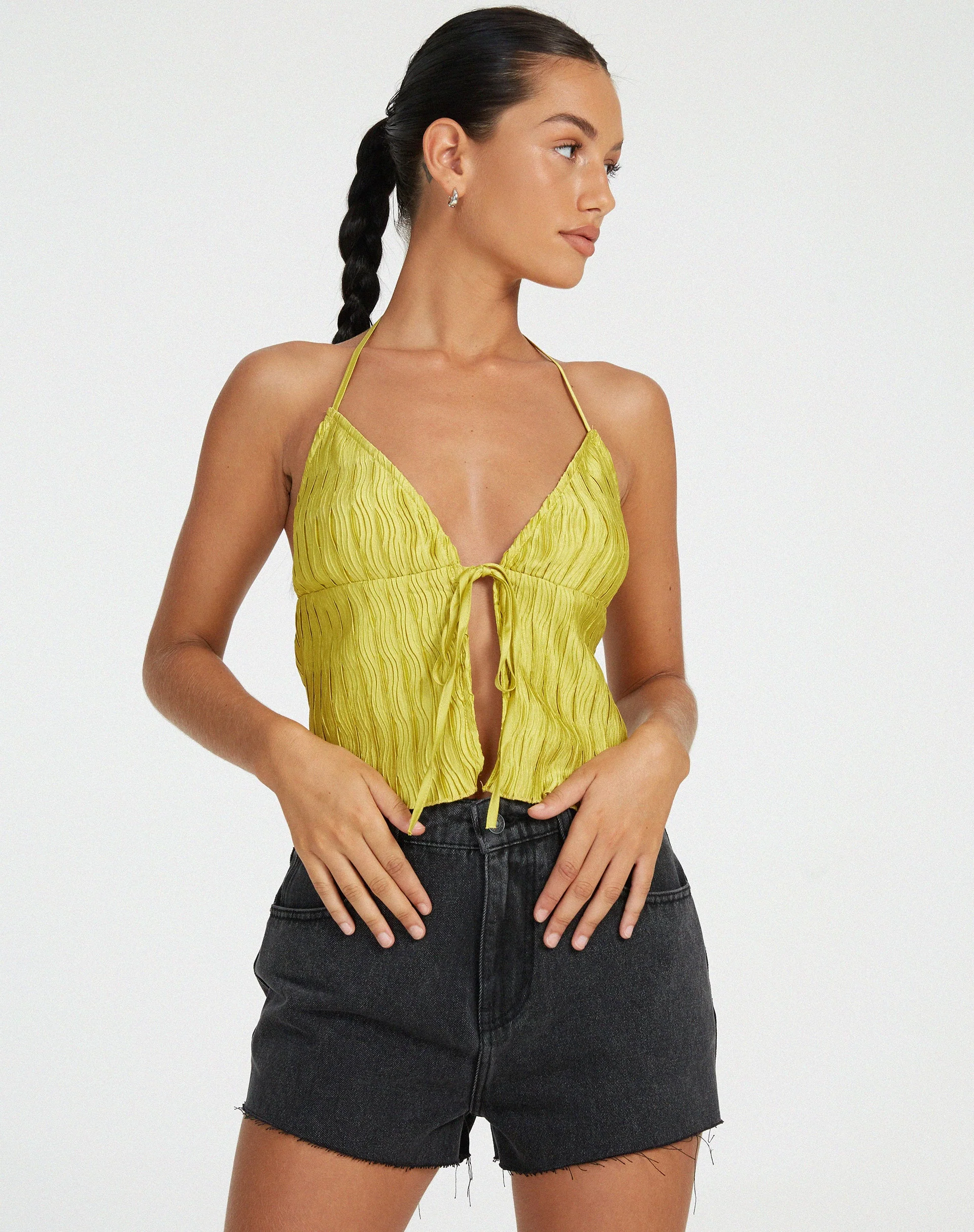 Dama Crop Top in Crinkle Gold - Image 5
