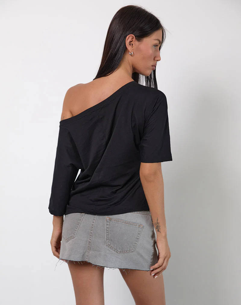 Daman Schulternahes Basic-Top in Schwarz - Image 3