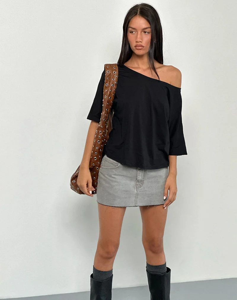 Daman Schulternahes Basic-Top in Schwarz - Image 4