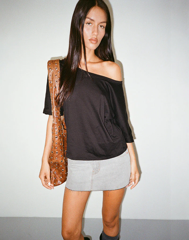Daman Schulternahes Basic-Top in Schwarz - Image 5