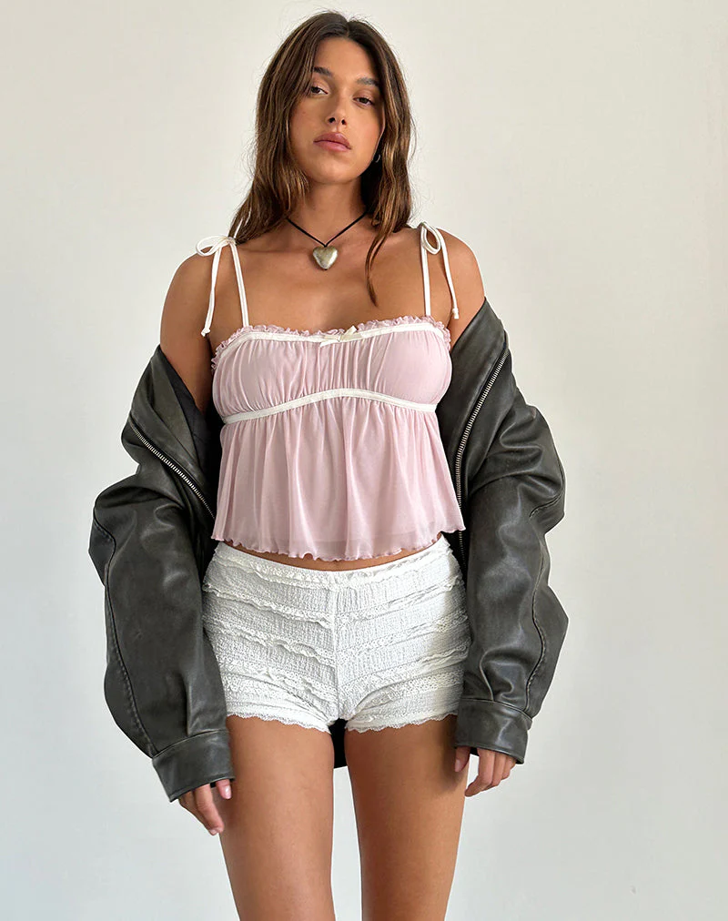Damaris Cami Top in Rosa mit elfenbeinfarbener Bindung - Image 2
