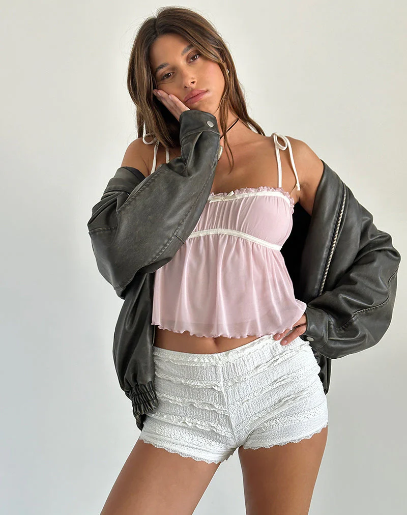 Damaris Cami Top in Rosa mit elfenbeinfarbener Bindung - Image 3