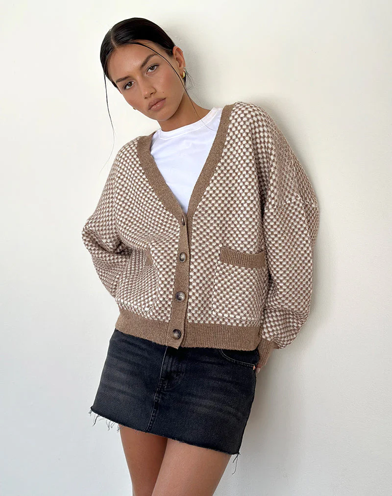 Danov Strickjacke aus braunem Gingham - Image 4