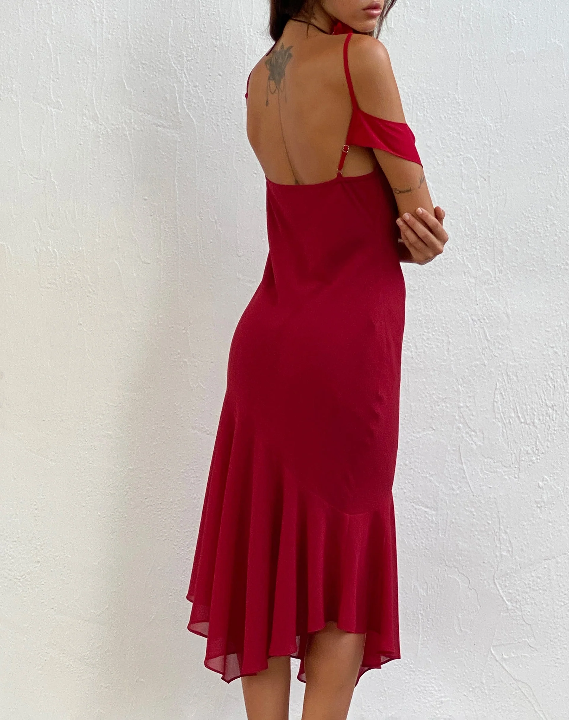 Dansya Midi Chiffon Kleid in Rot - Image 4
