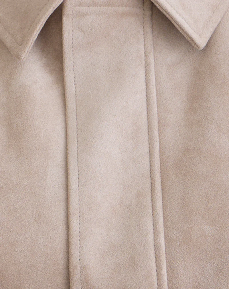 Dante Boxy Jacket in Faux Suede Tan - Image 6