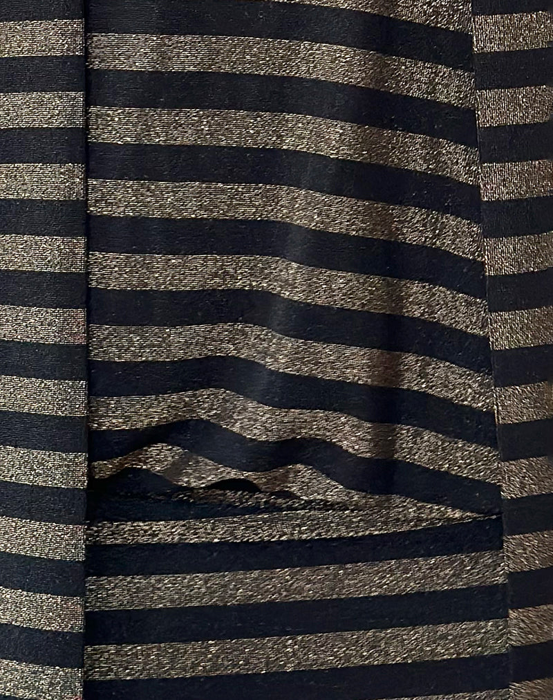 Daphnis Rückenfreies Neckholder-Minikleid aus Lurex mit Goldstreifen - Image 7