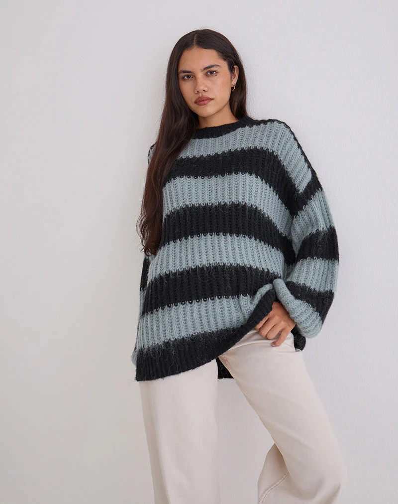 Daren Pullover in Grau und Anthrazit gestreift