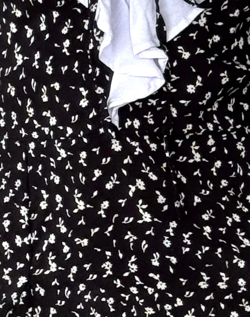 Darira Langärmeliges Minikleid in Ditsy Romance Schwarz - Image 6