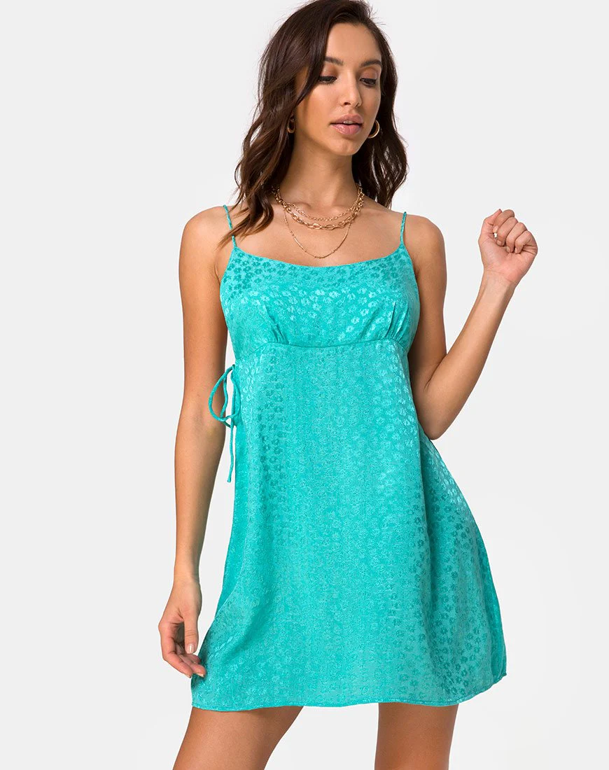 Darla Slip-Kleid aus Satin Ditsy Rose Blau