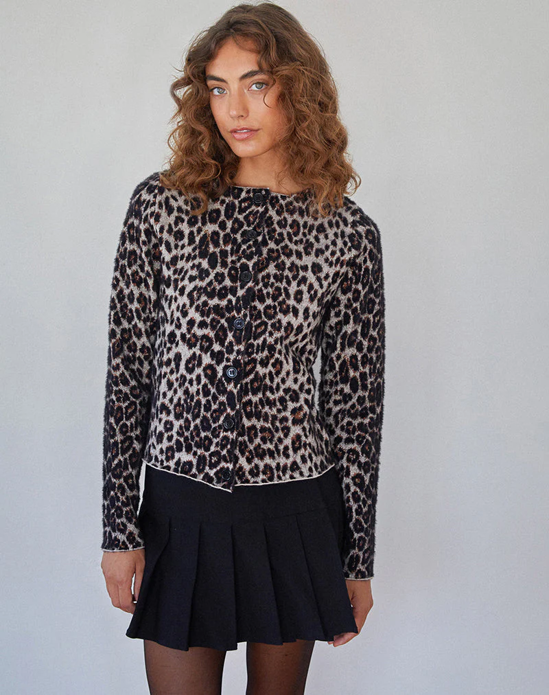 Darlene Strickjacke aus weichem Strick in Leopard Brown - Image 4