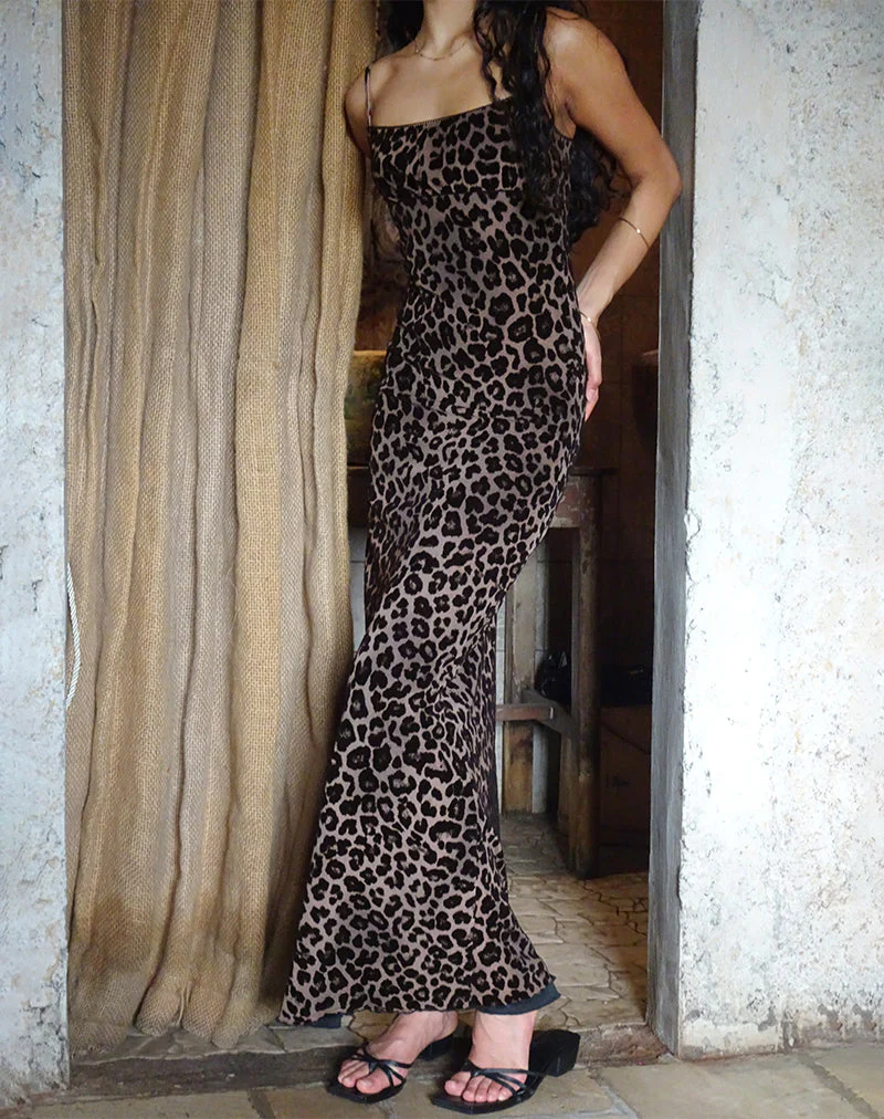 Darsih Maxikleid aus geflocktem Rar Leopard