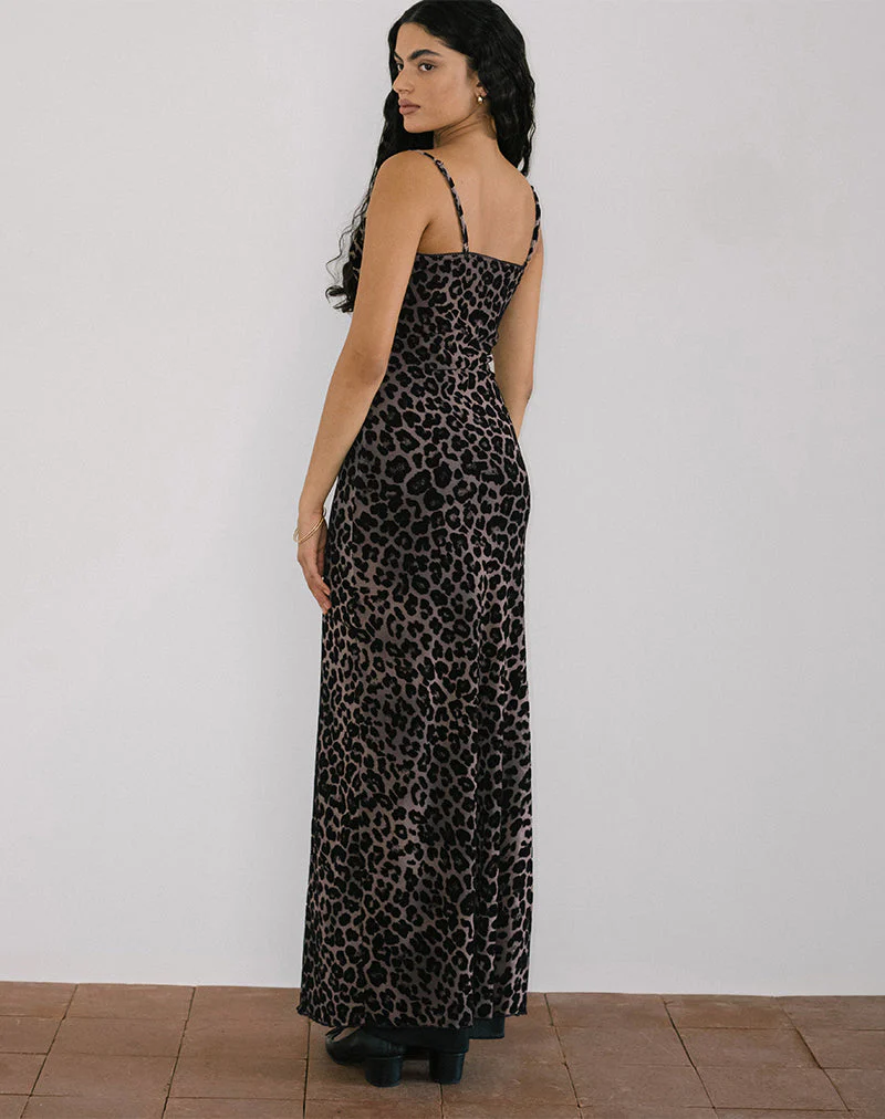 Darsih Maxikleid aus geflocktem Rar Leopard - Image 6