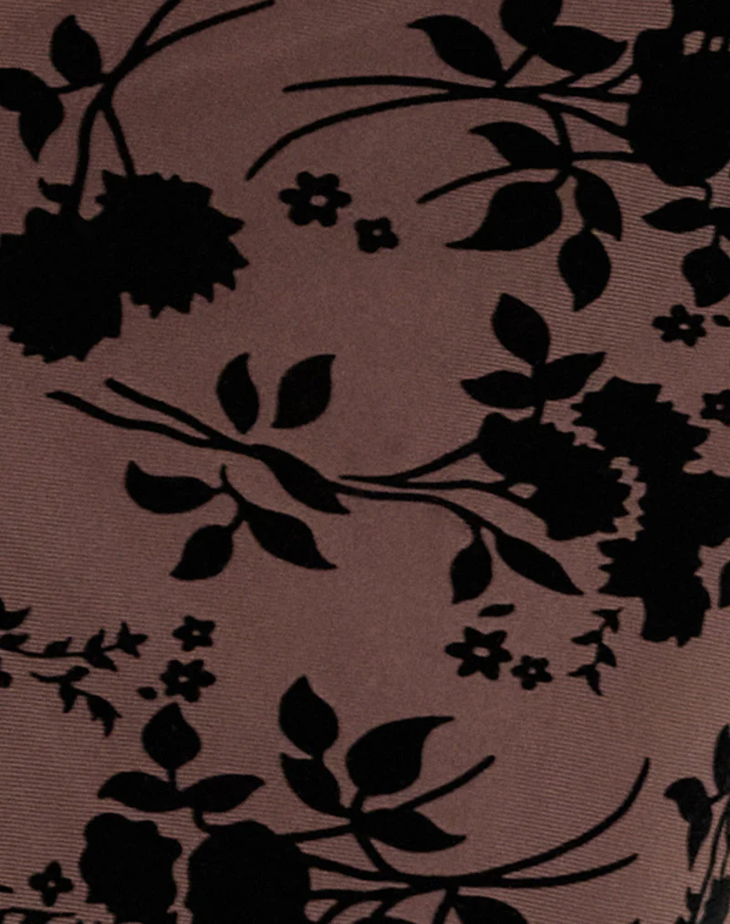 Darsih Cami Maxikleid mit Blumenflocken Braun - Image 6