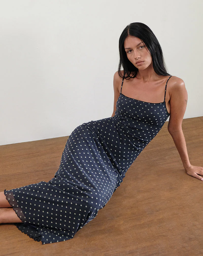 Darsih Maxikleid in Herzflock Navy und Gelb - Image 2