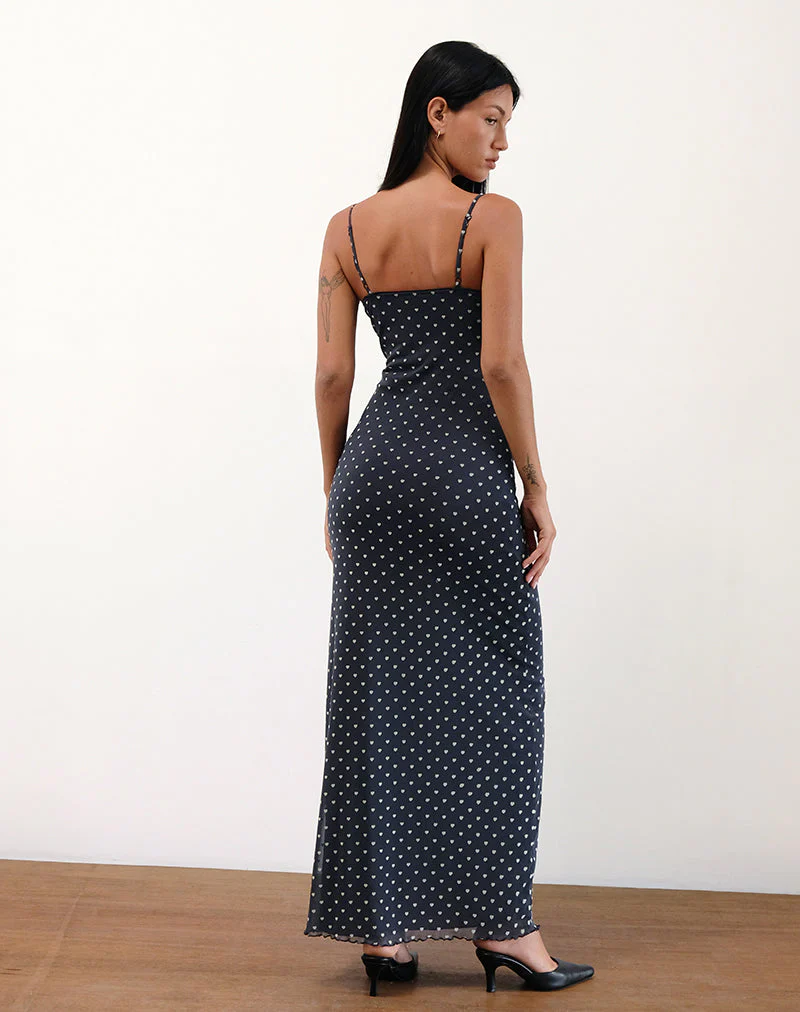 Darsih Maxikleid in Herzflock Navy und Gelb - Image 3