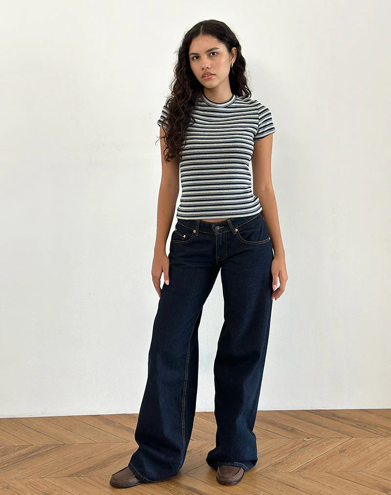 Dartis Top in Marineblau und Grau aus gestreiftem Jersey - Image 4