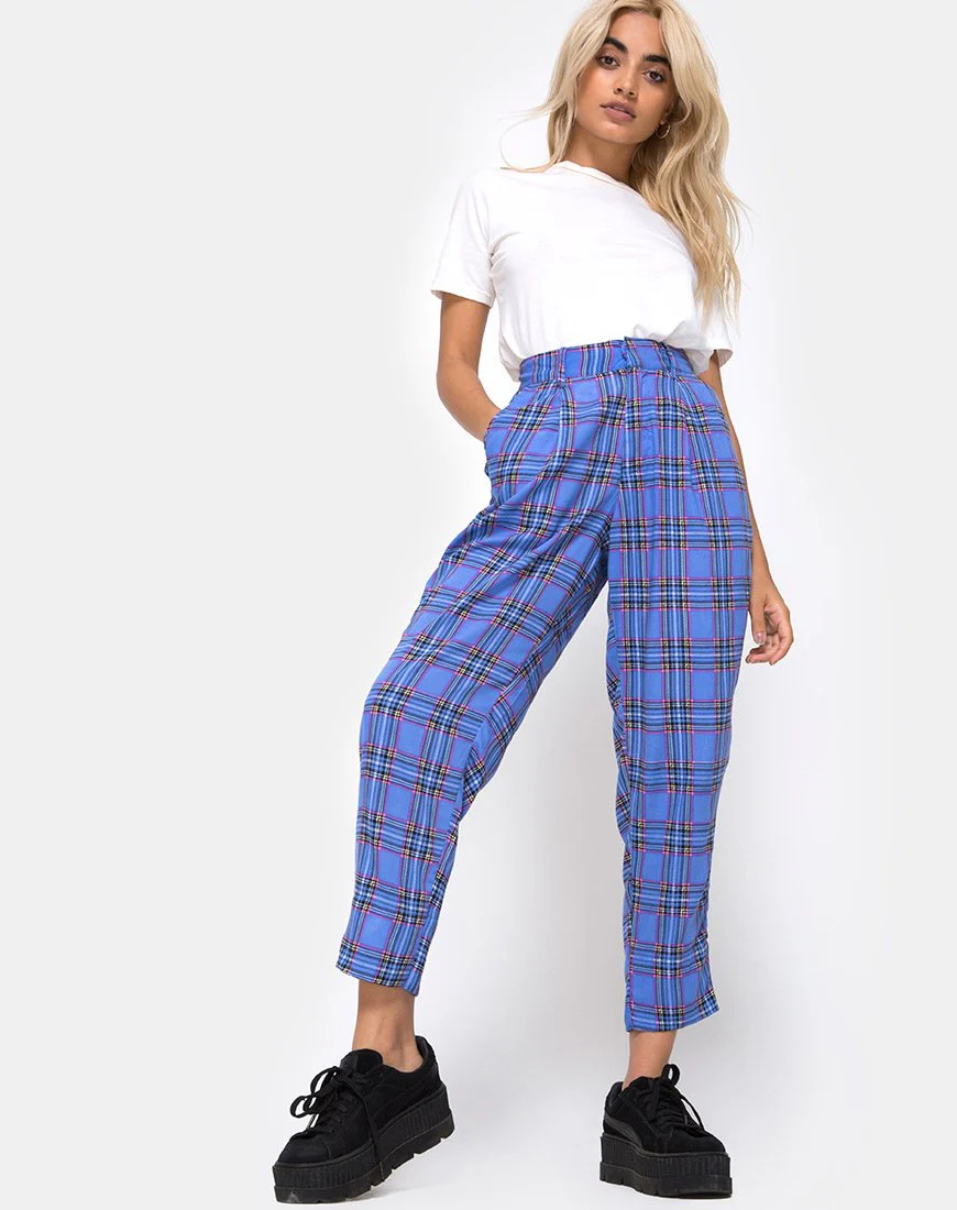 Dastan Hose in 90er Jahre Karo Blau Rosa - Image 3
