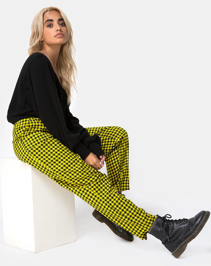 Dastan Hose in Medium Gingham Gelb - Image 3