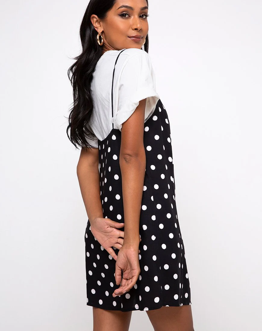 Datista Slip-Kleid in 80er Jahre Polka Schwarz - Image 2