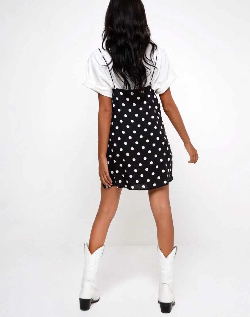 Datista Slip-Kleid in 80er Jahre Polka Schwarz - Image 4