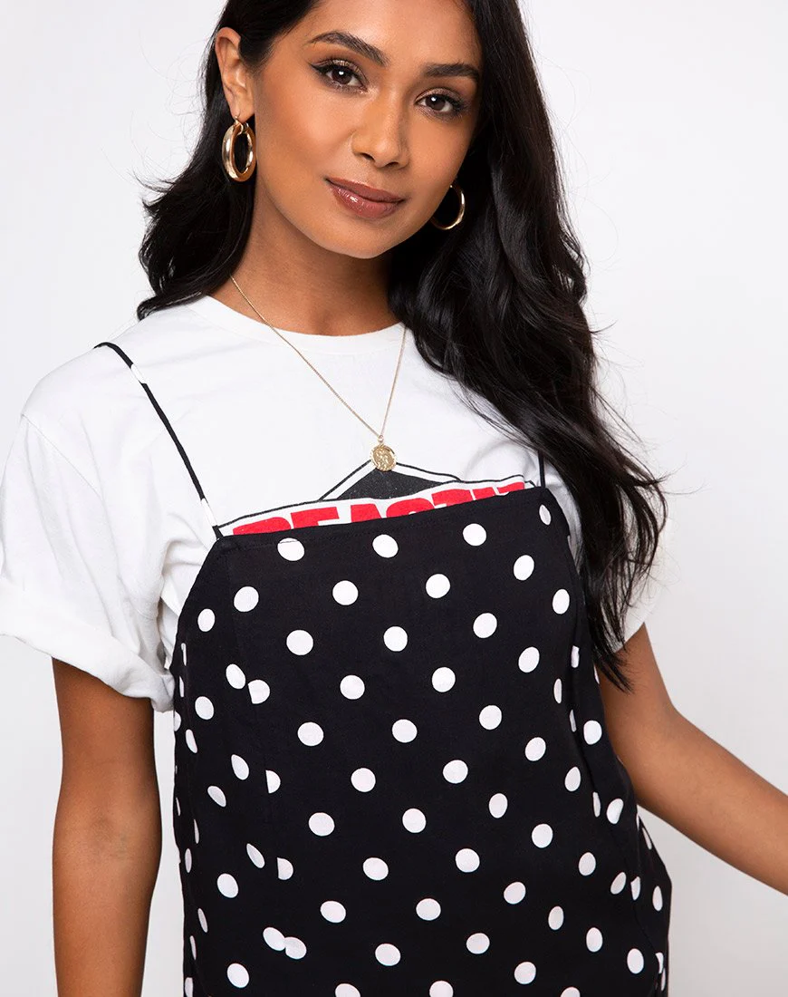 Datista Slip-Kleid in 80er Jahre Polka Schwarz - Image 5