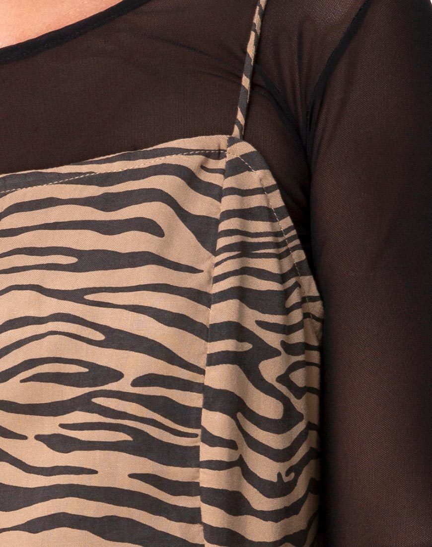 Datista Kleid in 90er Jahre Zebra Taupe - Image 5