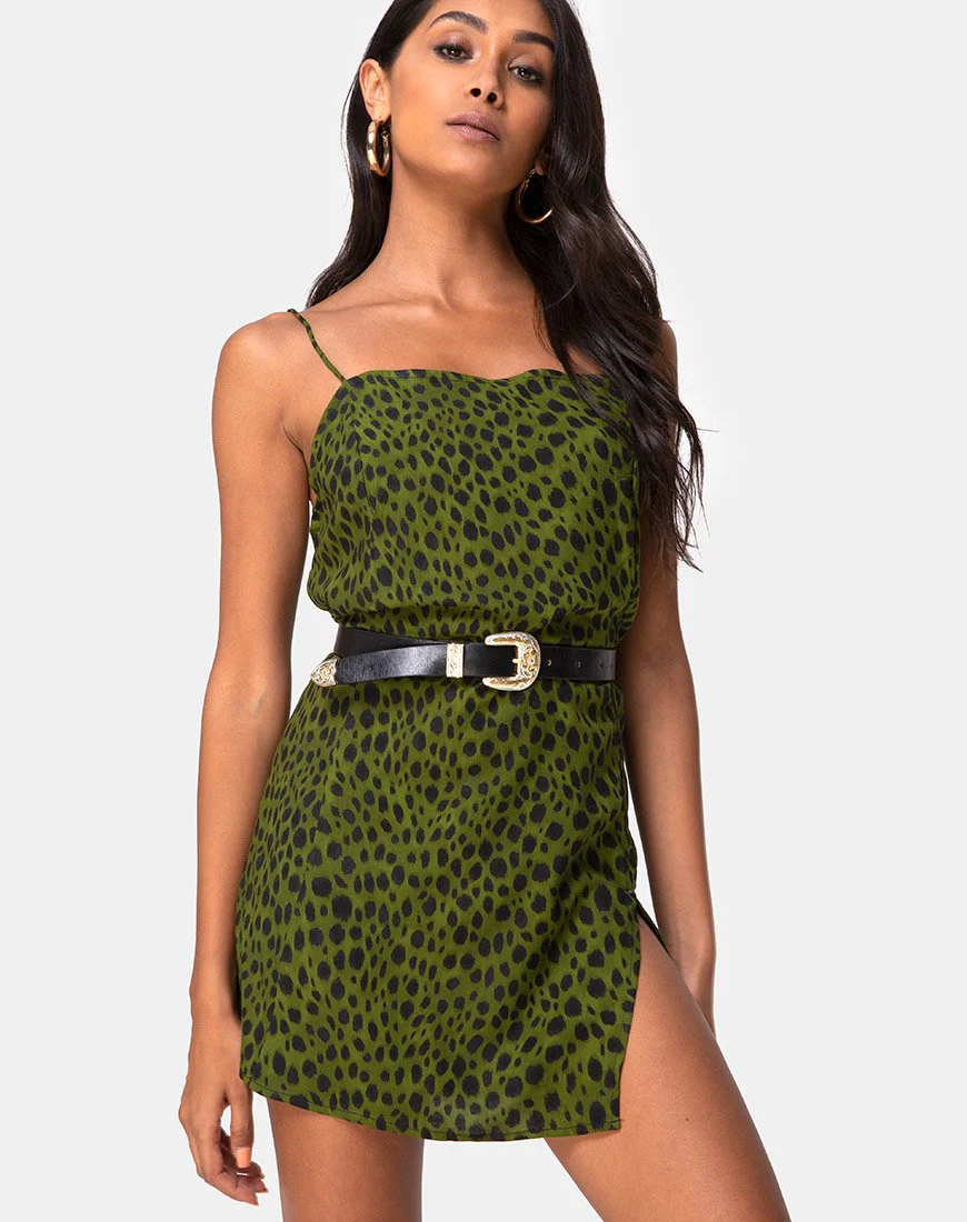 Datista Slip-Kleid in Cheetah Khaki