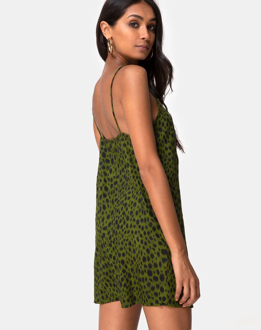 Datista Slip-Kleid in Cheetah Khaki - Image 2