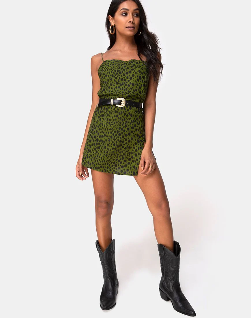Datista Slip-Kleid in Cheetah Khaki - Image 3