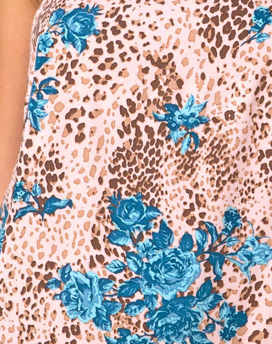 Datista Minikleid in Dschungelblume Blau und Creme - Image 5