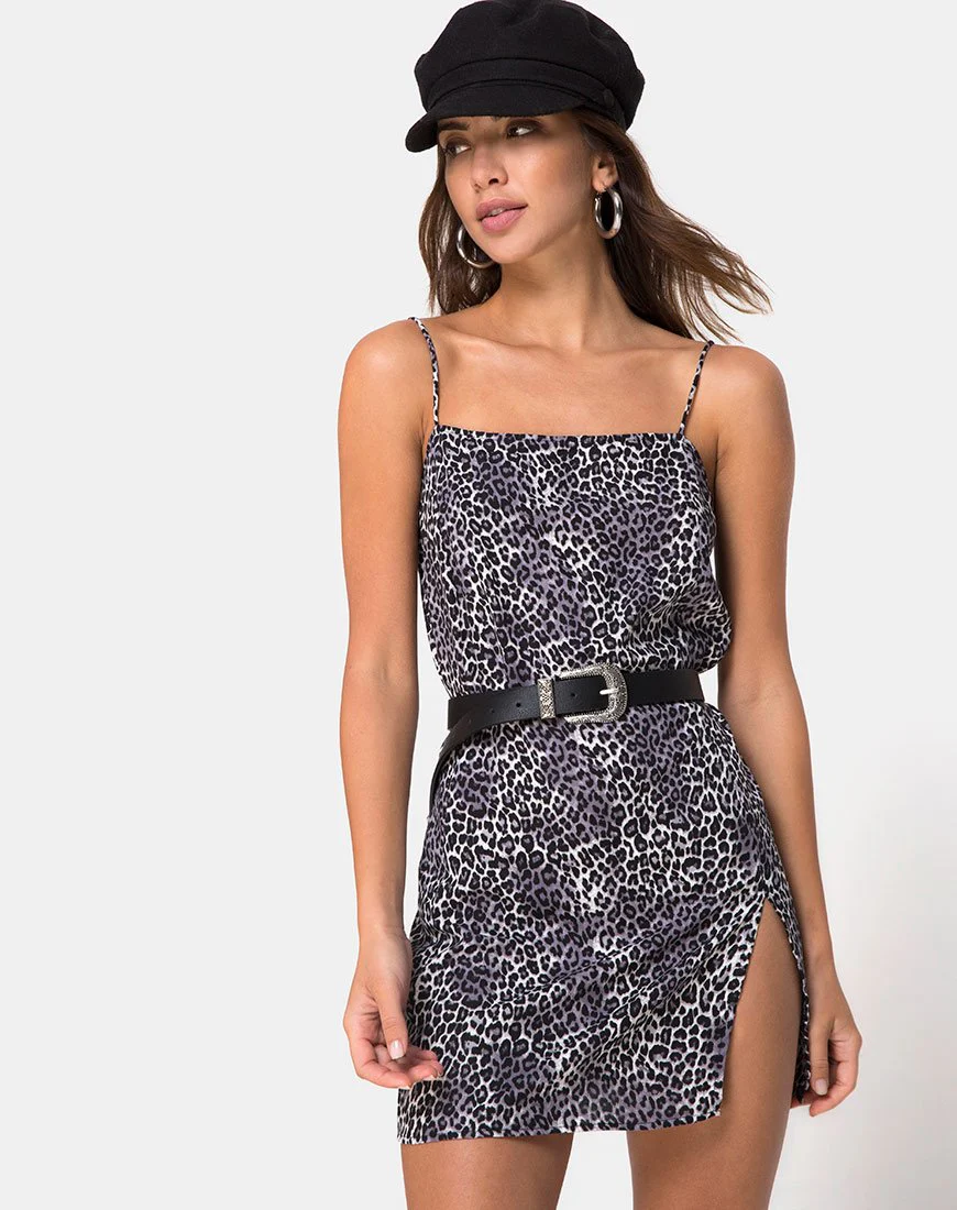 Datista Slip Dress in Rar Leopard Grau - Image 2