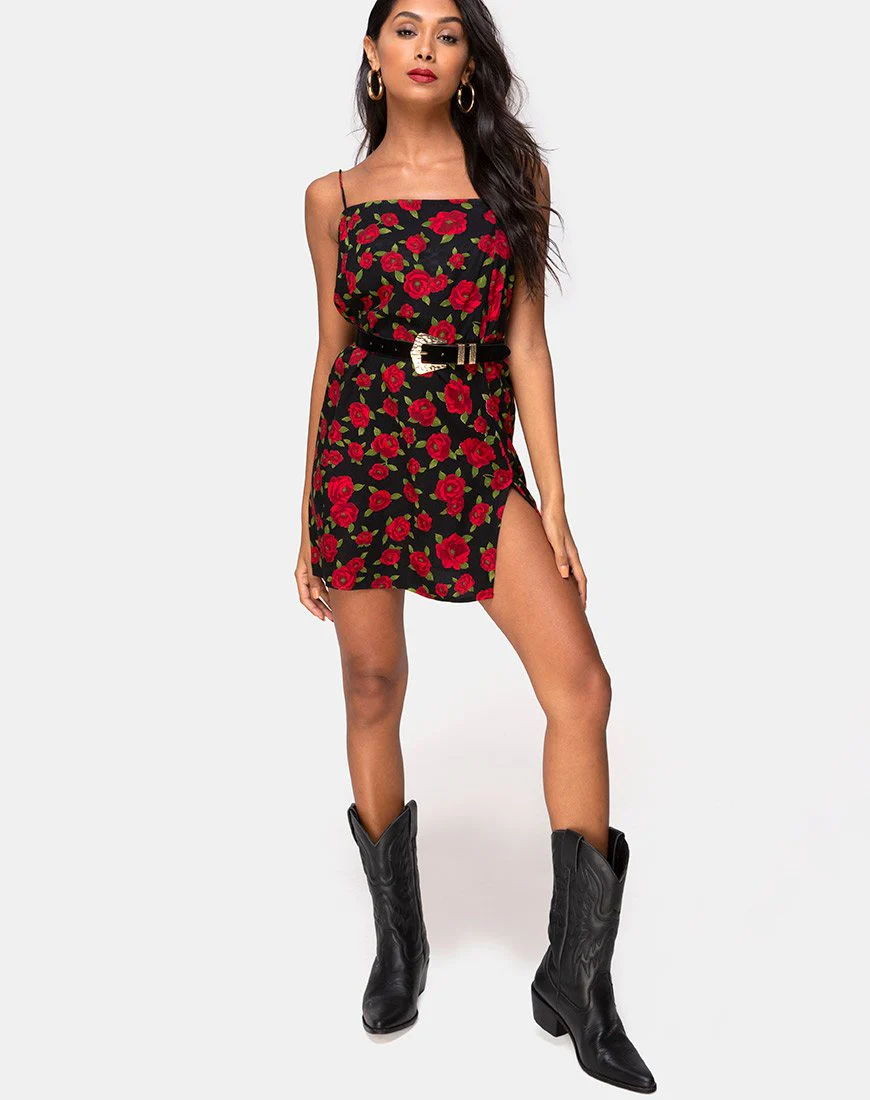 Datista Slip Dress in Roaming Rose Schwarz - Image 3