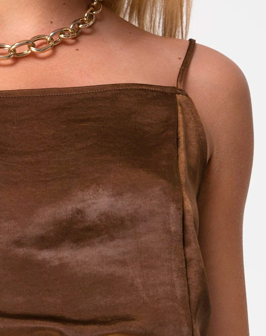 Datista Slip Dress in Satin Braun - Image 5
