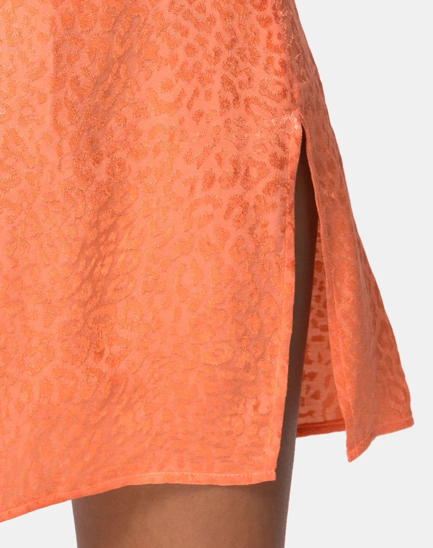 Datista Slip-Kleid aus Satin Cheetah Coral - Image 5