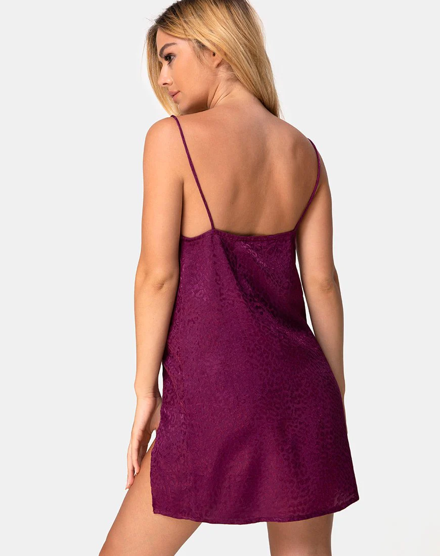 Datista Slip-Kleid aus Satin Cheetah Grape - Image 2