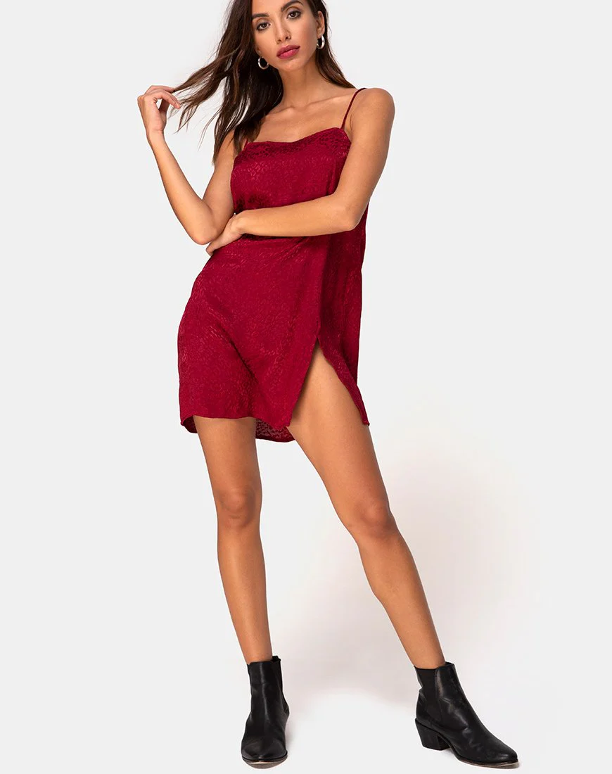 Datista Slip-Kleid aus Satin Cheetah Himbeere - Image 3