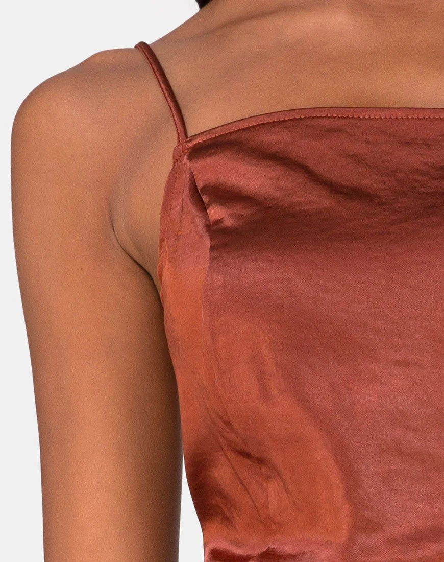 Datista Kleid aus Satin Dunkel Rost - Image 5