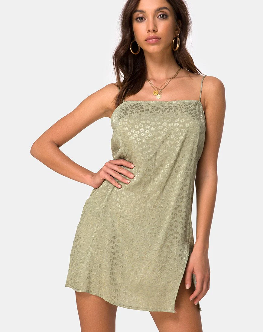 Datista Slip-Kleid aus Satin Ditsy Rose Sage
