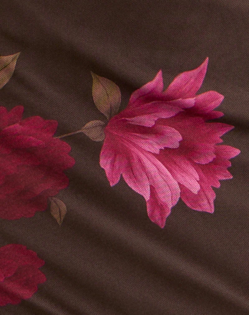 Davia Minirock in Braun mit rosa Blumenprint - Image 5