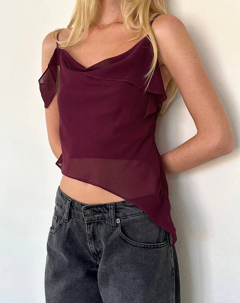 Davila Top aus Chiffon Burgund - Image 2